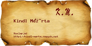 Kindl Márta névjegykártya